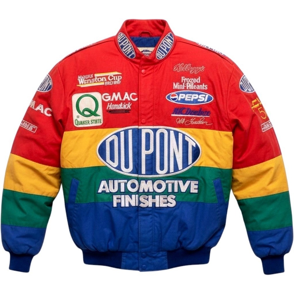VTG. Jeff Gordon DuPont Racing 90s Bomber Jacket NASCAR/L/& 1998 Upper Deck Card